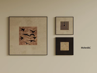 Framed Wall Art With Bird Pattern Spiral Design And Geometric Motif 3d model