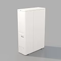 White Modern Air Conditioner Outdoor Unit With Dual Fans Sleek Grille Vertical Design