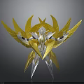 Golden Spread Wings Mech Robot With Silver Body And Warrior Design