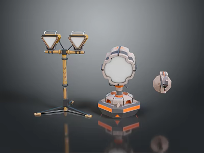 Multi Unit Industrial Equipment With Stand Structure Round Base And Control Monitoring Tools 3d model