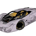 Futuristic Black Supercar With Streamlined Aerodynamic Body And Golden Alloy Wheels
