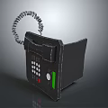 Vintage Black Computer Telephone Modem with Coiled Cord Keypad and Colored Buttons