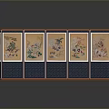 ground screen bed screen comb head screen light screen like jade screen carved screen glass screen 3d model