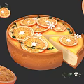 Fresh Orange Cheesecake Decorated With Sliced Oranges White Flowers And Green Leaves