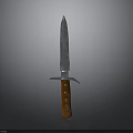 Sharp Metal Blade Knife With Brown Wooden Handle And Rivets