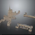 Classical Architectural Models Featuring Spires Towers And Multiple Detailed Sections
