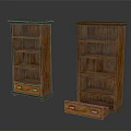 Set Of Two Wooden Entryway Side Cabinets With Open Storage Shelves And Drawers