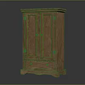 Classic Wooden Storage Cabinet With Two Doors Drawer And Base Legs Design