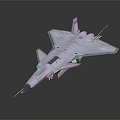 Modern Silver Fighter Jet 3D Model With Shiny Surface And Side View 3d model
