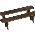 Two Wooden Outdoor Chairs With Natural Texture And Long Seat Design For Garden Or Patio