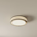 Modern Circular Ceiling Light With Fabric Shade Black Trim And White Light 3d model
