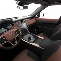 Luxury Car Interior Design With Brown Seats Dashboard And Center Console 3d model