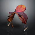 High Quality Sports Equipment Leather Saddle in Red and Brown with Metal Fittings