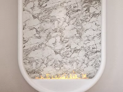 Marble Texture Fireplace Interior With Modern Design And Warm Burning Flames 3d model