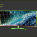 With display computer display LCD monitor computer monitor fish screen curved screen 4 screens 3d model