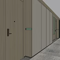 Modern Elevator Lobby Corridor With Number 3 Door Patterned Carpet And Wall Panels 3d model