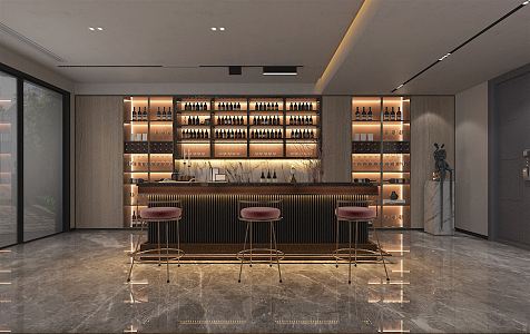 Modern Bar Area Water Bar Area Wine Cabinet 3d model