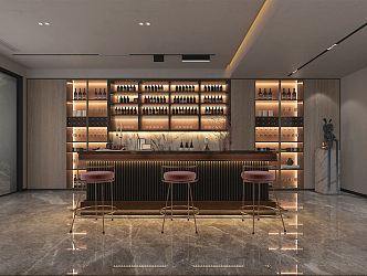 Modern Bar Area Water Bar Area Wine Cabinet 3d model