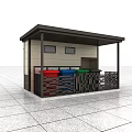 Modern Community Service Station Building Exterior With Glass Doors And Wooden Decorations