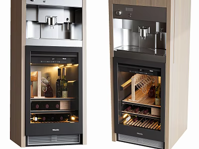 Modern Glass Door Refrigerators With Wine Cigar Storage And Interior Lighting 3d model