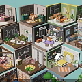Colorful Miniature Interior Scene Models With Various Room Styles And Detailed Designs
