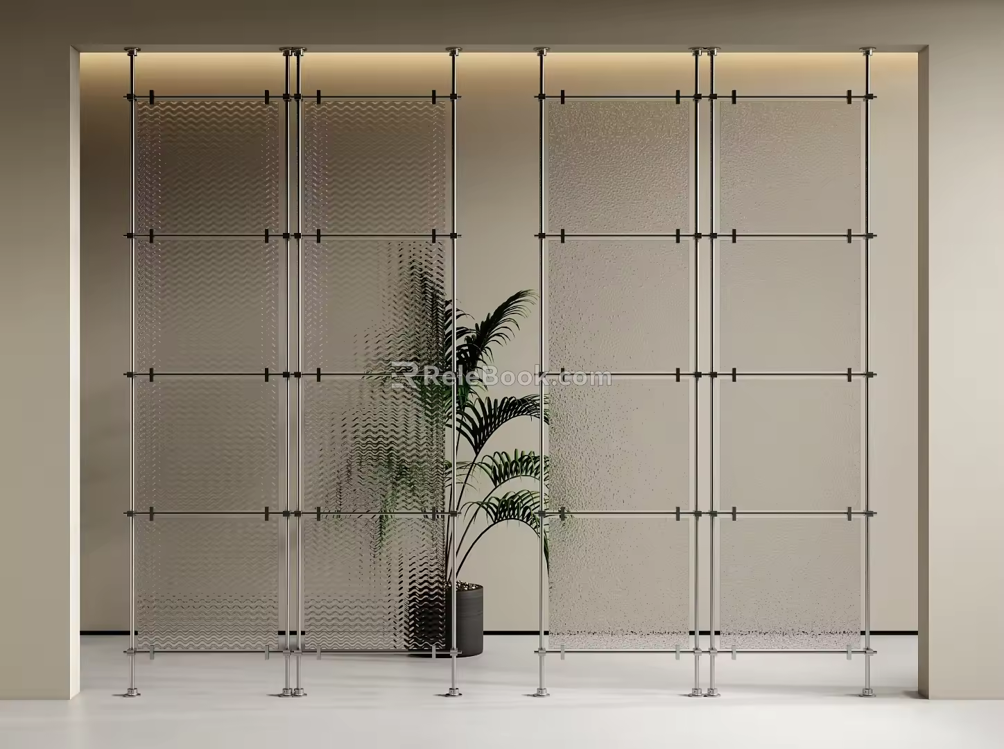 Modern glass partition metal partition optical axis screen partition 3d model
