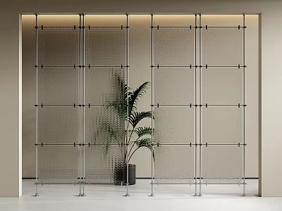 Modern glass partition metal partition optical axis screen partition 3d model