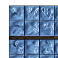 Modern Walnut Solid Wood Dresser With Embossed Glossy Blue Ceramic Tile Drawer Panels