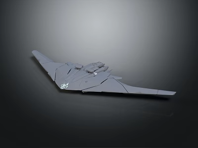 Modern Gray Stealth Aircraft Featuring Sleek Streamlined Design On Dark Background 3d model