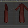 Long Black Robe Design Featuring Long Sleeves Belt And Front Back Views 3d model