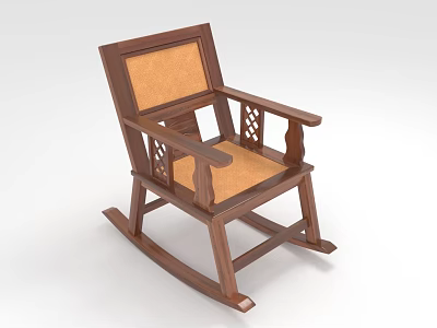 Elegant Classic Wooden Rocking Chair With Cushioned Seat Backrest And Armrests 3d model