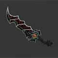 Fantasy Sword With Intricate Red Black Patterns And Ornate Hilt Design