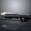 Futuristic Sci Fi Weapon With Metallic Build Dark Surface And Green Light Design Element