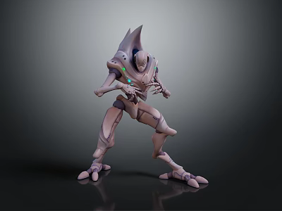 Sci Fi Character And Alien Creature 3D Model With Humanoid Features And Mechanical Design 3d model