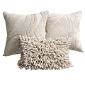Neutral Cream Colored Decorative Throw Pillows With Textured And Patterned Designs 3d model