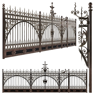 Modern wrought iron gate 3d model