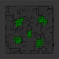 Gray Cube with Irregular Cracked Surface and Green Light Glowing