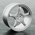 Shiny Silver Five Spoke Car Wheel Rim With Metallic Finish And Modern Sleek Design