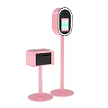 Modern Stylish Pink Photo Check-in Spot With Stand And Interactive Kiosk