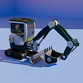 Modern White And Dark Green Mini Excavator With Crawler Tracks Mechanical Arm And Shovel Bucket