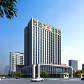 Modern High Rise Chinese Hospital Building With Urban Facade And Red Cross