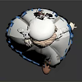 3D Model Of Standing Nurse Character With Pink Hair White Cap And Blue Trimmed Dress