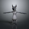 Cartoon Dog Character With Gray Fur Large Ears Green Eyes Open Arms Pose