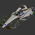 Modern Aerodynamic Single Seat Race Car With Streamlined Body And Red Wheel Accents