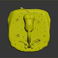 Cartoon Game Character Giraffe With Yellow Brown Spots Big Blue Eyes And Green Grass Base