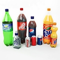 Beverage Combination Bottle Beverage Fanta Cola Pepsi Coca-Cola Sprite Plastic Bottle Cans 3d model