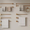 Stylish Bathroom Accessories with Gold Towel Bars Towel Rings and Hanging Towels