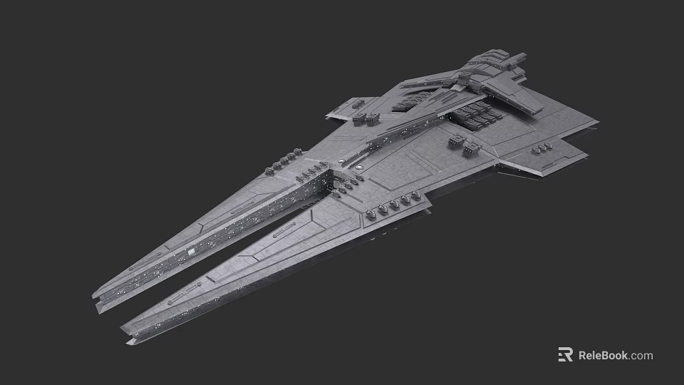 Advanced Large Interstellar Battleship Weapon With Detailed Armored Structure And Cannons 3d model 