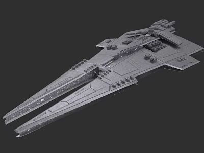 Advanced Large Interstellar Battleship Weapon With Detailed Armored Structure And Cannons 3d model