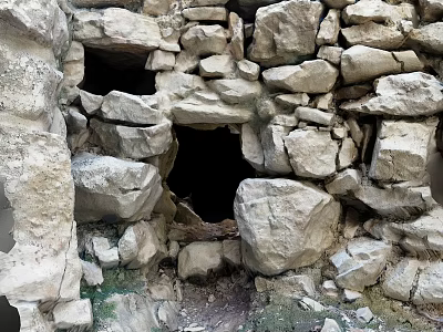 Natural Stone Cave Structure With Rugged Rock Formation And Dark Entrance 3d model